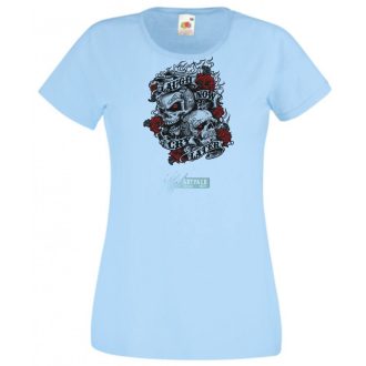   Nevess most, sírj később - koponyák rózsával női rövid ujjú póló