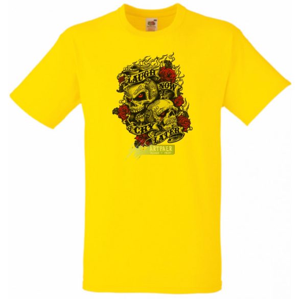 Nevess most, sírj később - koponyák rózsával férfi rövid ujjú póló