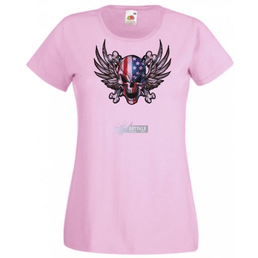 Amerikai zászlós koponya női rövid ujjú póló