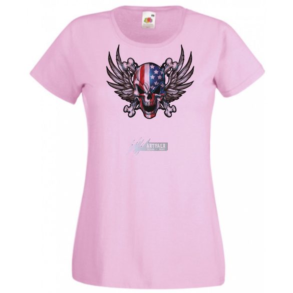 Amerikai zászlós koponya női rövid ujjú póló