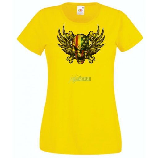 Amerikai zászlós koponya női rövid ujjú póló