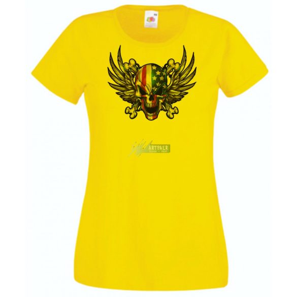 Amerikai zászlós koponya női rövid ujjú póló