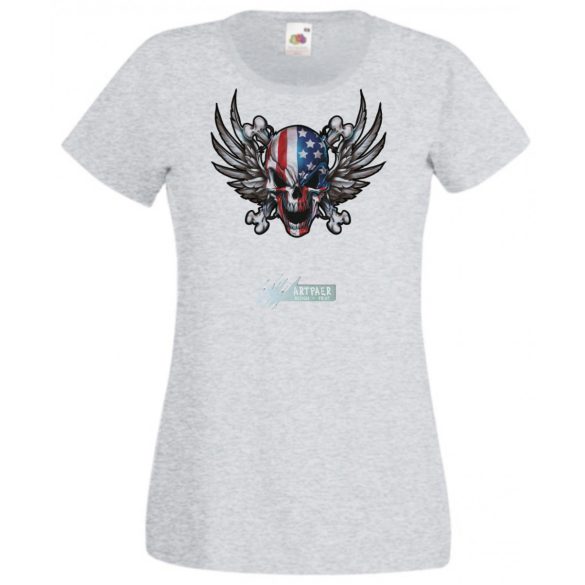 Amerikai zászlós koponya női rövid ujjú póló