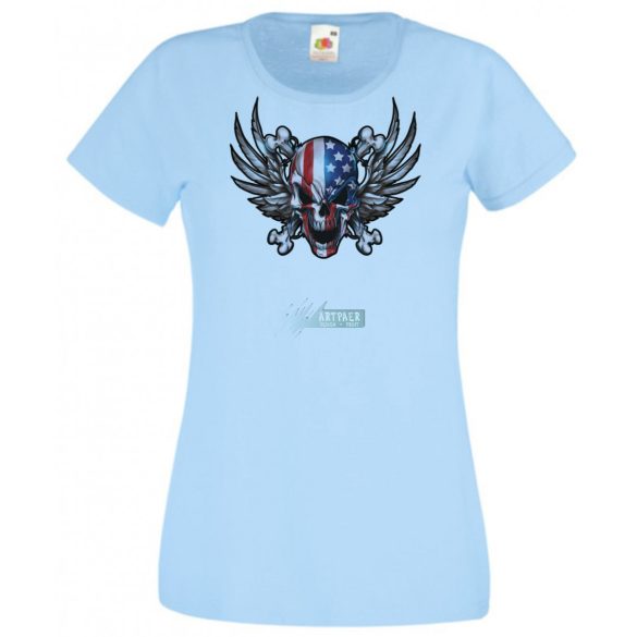 Amerikai zászlós koponya női rövid ujjú póló