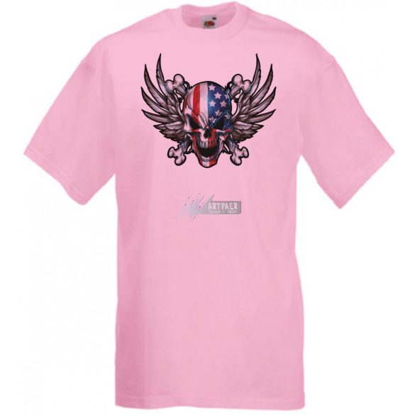 Amerikai zászlós koponya férfi rövid ujjú póló