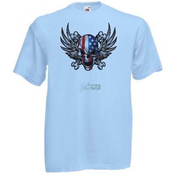 Amerikai zászlós koponya férfi rövid ujjú póló