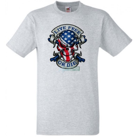 Amerikai zászlós koponya Élj szabadon, vagy halj meg férfi rövid ujjú póló