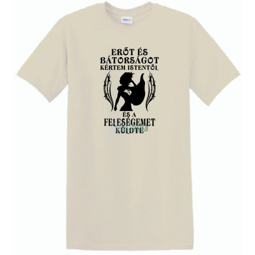 Erőt és Bátorságot kértem Istentől ... feleségemet férfi rövid ujjú póló
