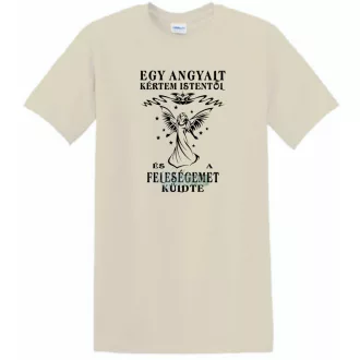   Kértem Istentől egy Angyalt ... feleségemet férfi rövid ujjú póló