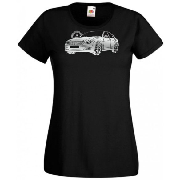 Auto fan Mercedes S Class stencil női rövid ujjú póló