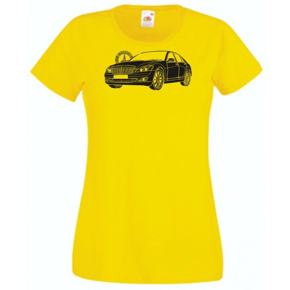 Auto fan Mercedes S Class stencil női rövid ujjú póló