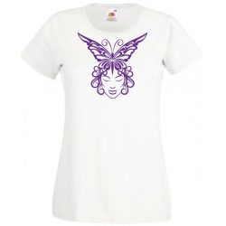   Női Design - Pillangós női fej 1. női rövid ujjú póló