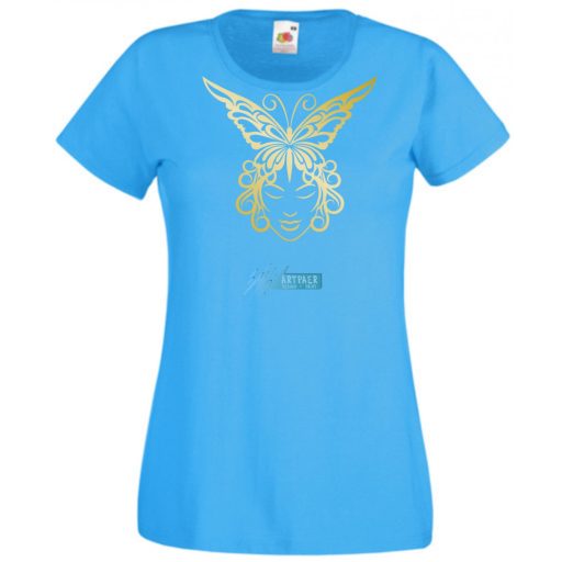 Női Design - Pillangós női fej 1. női rövid ujjú póló