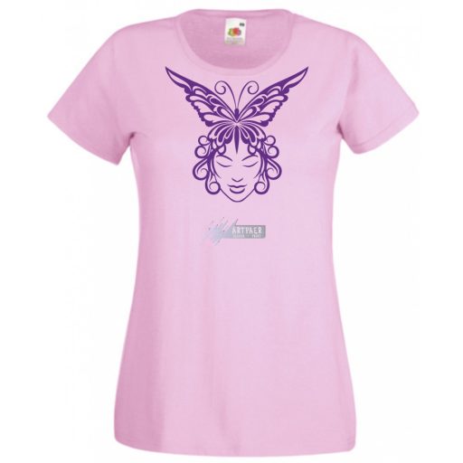 Női Design - Pillangós női fej 1. női rövid ujjú póló