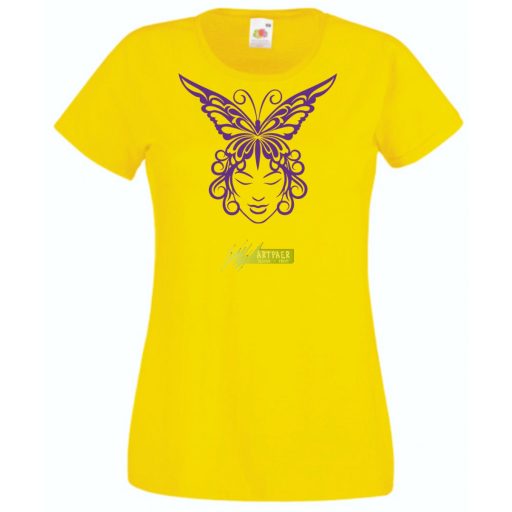 Női Design - Pillangós női fej 1. női rövid ujjú póló