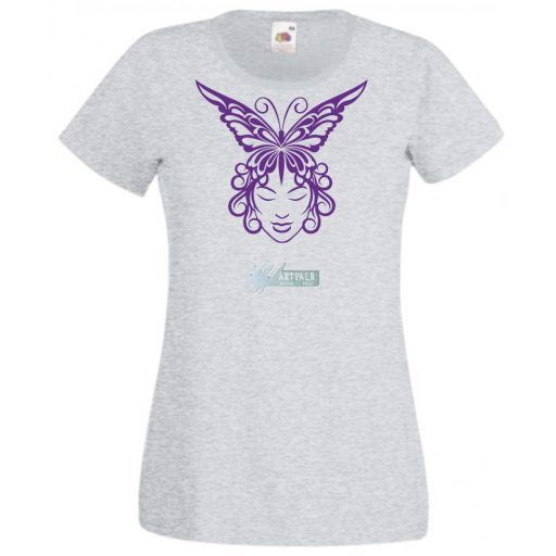 Női Design - Pillangós női fej 1. női rövid ujjú póló