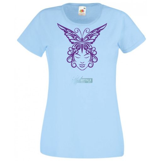 Női Design - Pillangós női fej 1. női rövid ujjú póló