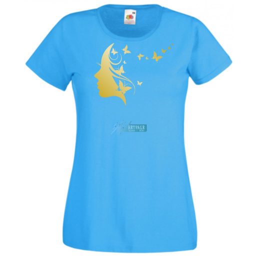 Női Design - Pillangós női fej 2. női rövid ujjú póló