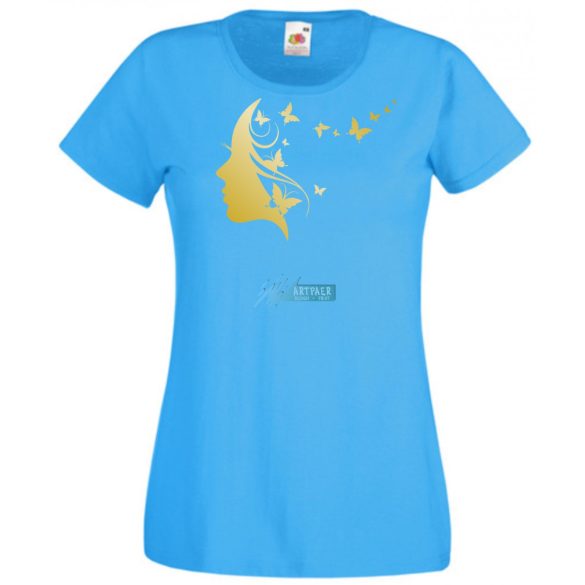 Női Design - Pillangós női fej 2. női rövid ujjú póló