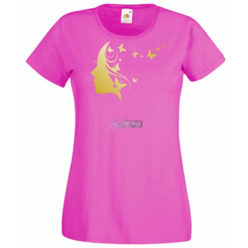 Női Design - Pillangós női fej 2. női rövid ujjú póló