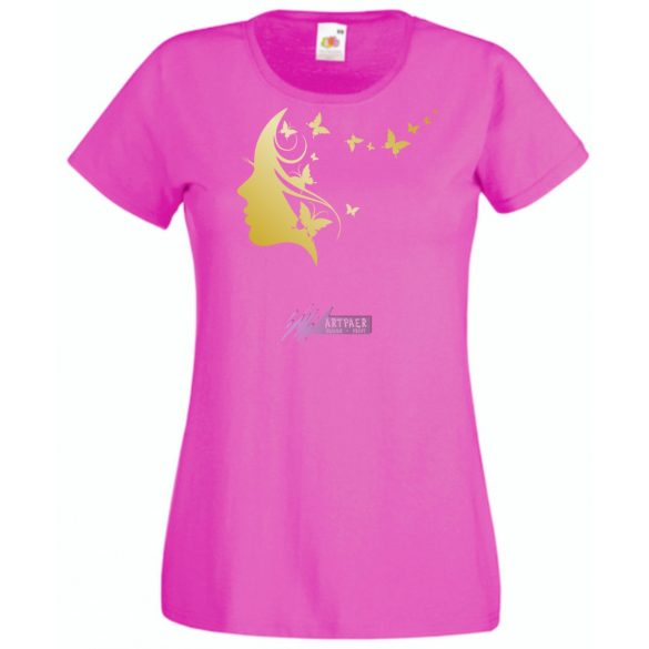 Női Design - Pillangós női fej 2. női rövid ujjú póló