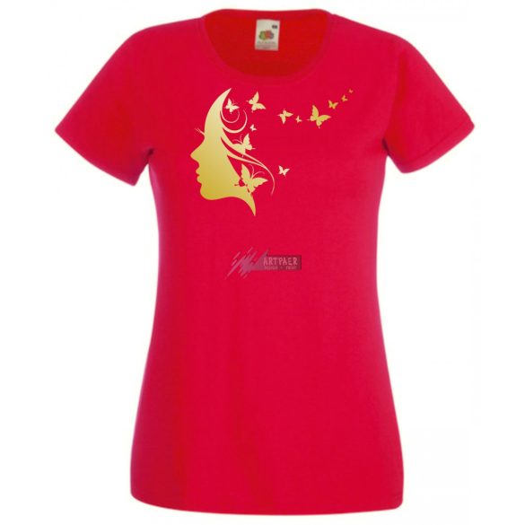 Női Design - Pillangós női fej 2. női rövid ujjú póló