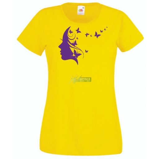 Női Design - Pillangós női fej 2. női rövid ujjú póló