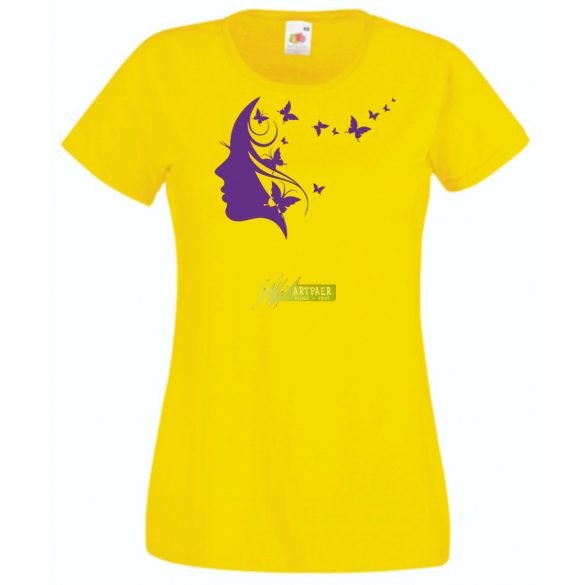 Női Design - Pillangós női fej 2. női rövid ujjú póló