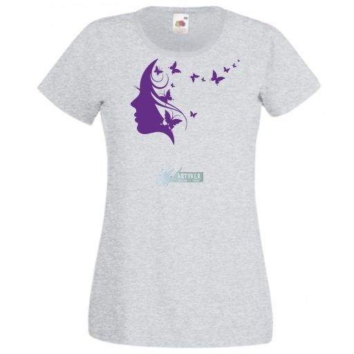 Női Design - Pillangós női fej 2. női rövid ujjú póló