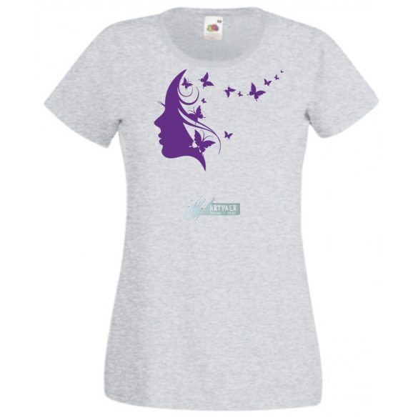 Női Design - Pillangós női fej 2. női rövid ujjú póló