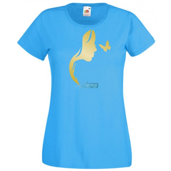 Női Design - Pillangós női fej 3. női rövid ujjú póló