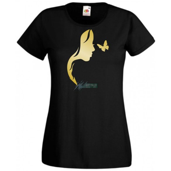 Női Design - Pillangós női fej 3. női rövid ujjú póló