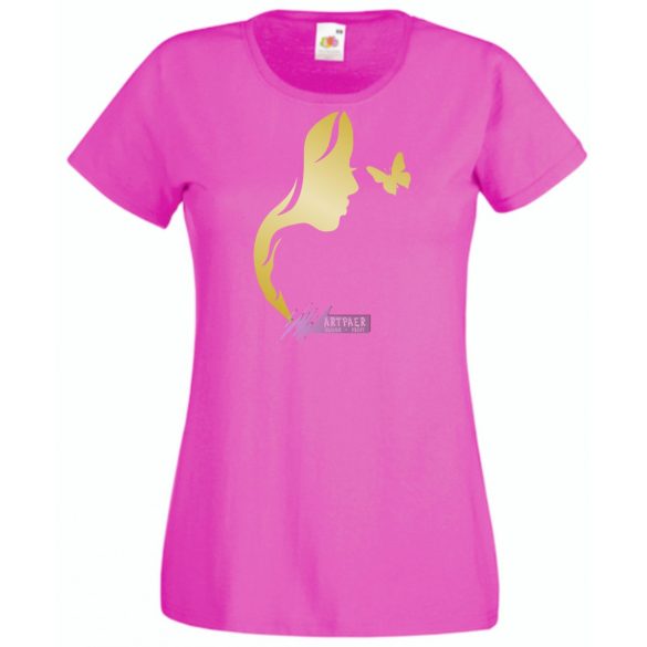 Női Design - Pillangós női fej 3. női rövid ujjú póló