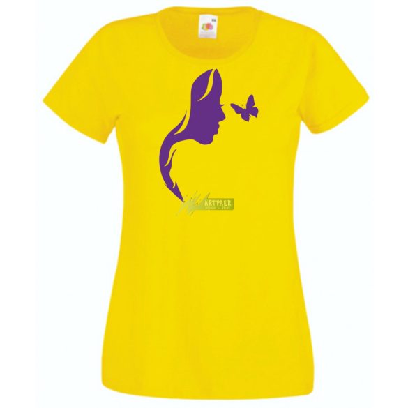 Női Design - Pillangós női fej 3. női rövid ujjú póló