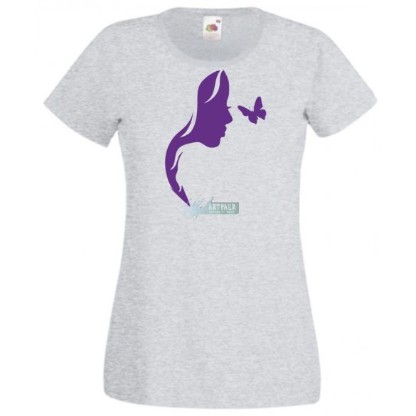 Női Design - Pillangós női fej 3. női rövid ujjú póló