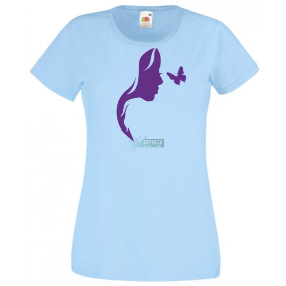 Női Design - Pillangós női fej 3. női rövid ujjú póló