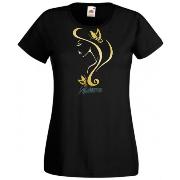 Női Design - Pillangós női fej 4. női rövid ujjú póló