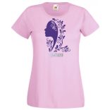 Női fej növény motívummal női rövid ujjú póló