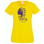 Női fej növény motívummal női rövid ujjú póló