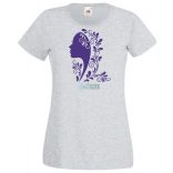 Női fej növény motívummal női rövid ujjú póló