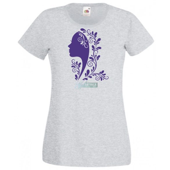 Női fej növény motívummal női rövid ujjú póló