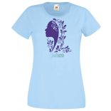 Női fej növény motívummal női rövid ujjú póló