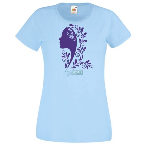 Női fej növény motívummal női rövid ujjú póló