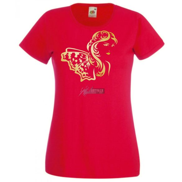 Női fej lepkés sállal női rövid ujjú póló