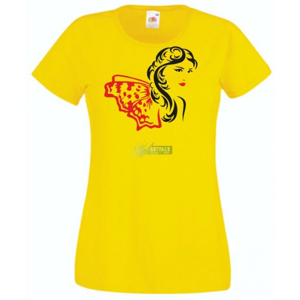 Női fej lepkés sállal női rövid ujjú póló