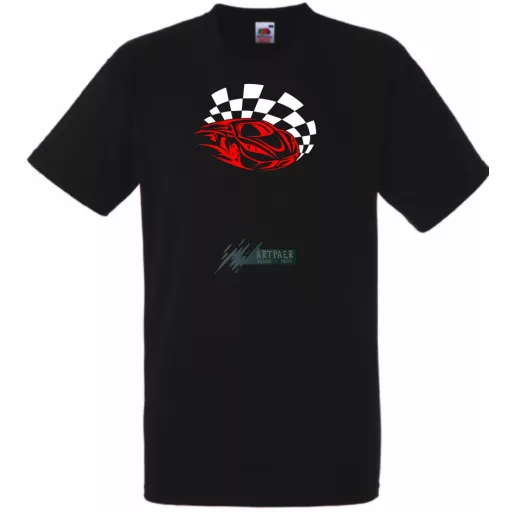 Race Car & Checkered Flag férfi rövid ujjú póló