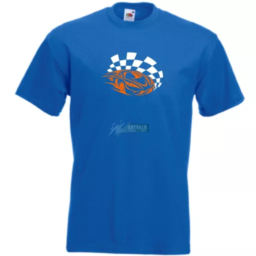 Race Car & Checkered Flag férfi rövid ujjú póló