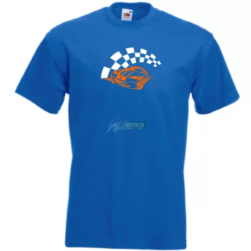 Race Car & Checkered Flag férfi rövid ujjú póló