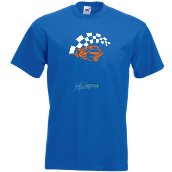 Race Car & Checkered Flag férfi rövid ujjú póló