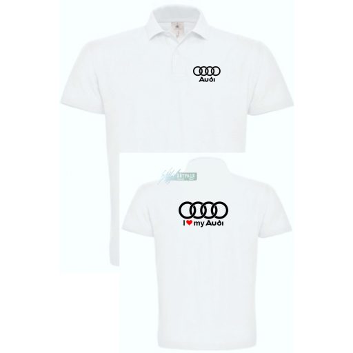 I Love My Audi Autó fan galléros férfi póló